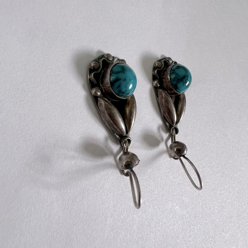 Vintage Sterling 925 Indian style dangle earrings